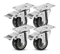 COOCHEER Set di 4 Ruote con freno,75 mm Ruote per mobili,Ruote girevoli, Nero(400KG)