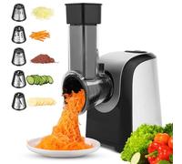 COOCHEER Taglia Verdure Elettrico, Tagliaverdure 150W Professionale Grattugia Tritatutto Affettaverdure Multifunzione con 5 Lame per Verdure/Parmigiano/Frutta