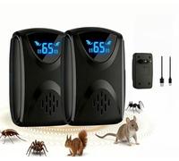 COODAY Repellente per topi ad ultrasuoni, 2 pezzi, efficace per espellere topi con onde ultrasoniche, frequenza regolabile, luce stroboscopica a LED, controllo roditori per la difesa di topi e ratti