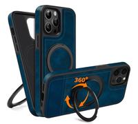 COODIO Cover in Pelle con Supporto Girevole di 360° per iPhone 14 PRO 6,1 Pollici, Custodia Magnetica Compatibile con MagSafe, Cover Sottile e Creativa, Blu Reale