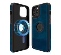 COODIO Logo-View Custodia in Pelle per iPhone 14 PRO Max 6,7 Pollici, Cover Magnetica Compatibile con MagSafe, Custodia Sottile e Creativa, Blu Reale