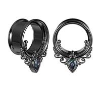 COOEAR 1 paio di auricolari in acciaio chirurgico Double flared Seashell Tunnel per le orecchie e tappi per orecchini.