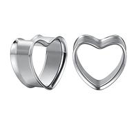 COOEAR 1 Paio di calibri in Acciaio Inossidabile per Orecchie Tappi per Tunnel Auricolari a Forma di Cuore Barelle di Carne Expander da 8mm a 25mm.