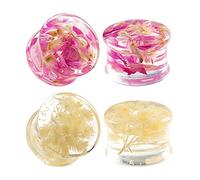 COOEAR 2 Paia di calibri per Orecchio Tappi a Sella per Piercing, Doppio Tunnel Svasato, barelle per Orecchini con Logo in Acrilico.