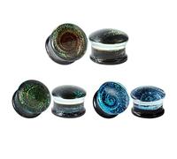 COOEAR Bouchons et tunnel en verre Galaxy Piercing Expander Expander Barelle Coppia regalo confezionato gioielli dimensioni da 6mm a 25mm.