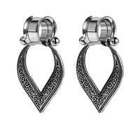 COOEAR Calibro in acciaio inox per orecchie a doppia svasatura a vite e tunnel a forma di fiore 6mm à 25mm.