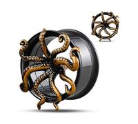 COOEAR Dilatatore per orecchio in acciaio inox con chiusura a vite, per orecchini, con logo a forma di polipo., 19 mm, Acciaio inossidabile, Arenaria