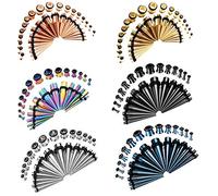 COOEAR - Dilatatori tondi e allungati in acciaio inox per lobi forati, misure da 1,6 mm a 10 mm, set da 36 pezzi e Acciaio inossidabile, colore: multicolore, cod. AUK-S0005C