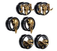 COOEAR Indicatori Tappi per orecchie e tunnel Orecchini neri con chiusura a vite Upgrade Piercing 1 paio Barelle per imballaggio regalo da 6mm a 25mm.