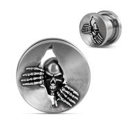 COOEAR Orecchini con teschio gotico scuro per donne e uomini, in acciaio inox punk spiked tunnel per orecchie, vite posteriore estensore estensore., 9/16"(14mm), Acciaio inossidabile, Arenaria