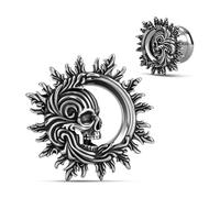 COOEAR Orecchini con teschio gotico scuro per donne e uomini, in acciaio inox punk spiked tunnel per orecchie, vite posteriore estensore estensore., 5/8"(16mm), Acciaio inossidabile, Arenaria