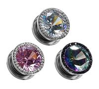 COOEAR Tapones para los oídos Túneles de carne Gema perforadora Pendientes de circón Atornillador Extensor Camilla 6mm-16mm