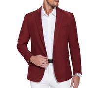 COOFANDY Blazer da Uomo Giacca Sportiva Giacca da Uomo per Il Tempo Libero Giacca da Tailleur Giacca Sportiva Semplice Giacca a Un Bottone per Matrimonio Rosso Scuro XXL