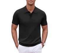 COOFANDY Camicia da Polo da Uomo Estiva a Maniche Corte Magliette estive Polo di Base Golf Polo T-Shirts Stretch Nero L