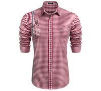 Coofandy, camicia da uomo a maniche lunghe, a quadretti, con colletto a coste, vestibilità normale, per il tempo libero, per le feste