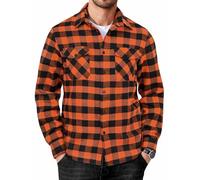 COOFANDY Camicia da uomo in flanella a maniche lunghe, casual, a quadri, con bottoni, camicia da lavoro da cowboy, con tasche, Arancione, L