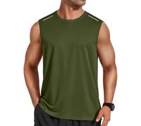 COOFANDY Canottiera da uomo per allenamento, traspirante, ideale per l'estate, canottiera muscolare per palestra, fitness e bodybuilding, senza maniche, girocollo, per uomini, verde militare, S