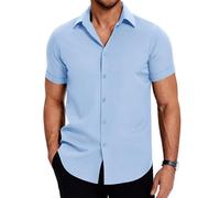 COOFANDY Chemise à Manches Courtes pour Hommes Chemise D'Affaires DéContractéE Chemises D'éTé RéSistantes Aux Taches Couleur Unie