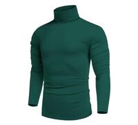 COOFANDY Dolcevita Uomo Lupetto Manica Lunga Cotone Maglietta Collo Alto T-Shirt Slim Etero Pullover Verde Scuro M