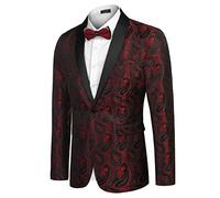 COOFANDY Giacca da uomo Casual Blazer Paisley Retro Jacquard Suit Stampa Floreale Smoking Un Pulsante Cappotti Eleganti Giacca da Cena Chic