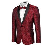COOFANDY Giacca da uomo Casual Blazer Paisley Retro Jacquard Suit Stampa Floreale Smoking Un Pulsante Cappotti Eleganti Giacca da Cena Chic
