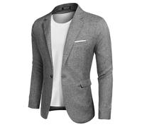 COOFANDY Giacca da uomo per il tempo libero, sportiva, vestibilità normale, blazer business, un bottone, A-grigio., XL