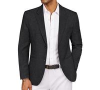 COOFANDY Giacca da uomo sportiva da lavoro, vestibilità normale, tinta unita, 2 bottoni, per il tempo libero, Nero , L