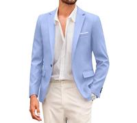COOFANDY Giacca da uomo sportiva per il tempo libero blazer risvolto colletto business giacca 1 bottone grigio M, Blu cielo, M