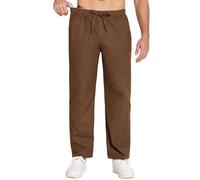 COOFANDY Jeans Uomo Dritti Elasticizzati Pantaloni Comodi Vita con Coulore Tasche Cargo Casual Marrone S