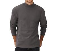 COOFANDY Maglia a Maniche Lunghe da Uomo Collo Alto a metà Dolcevita Sottocamicia Collo Alto Termica Casual Pullover Slim Fit Top Solidi Shirts Grigio Scuro-Colletto Alto M