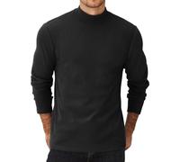 COOFANDY Maglia a Maniche Lunghe da Uomo Collo Alto a metà Dolcevita Sottocamicia Collo Alto Termica Casual Pullover Slim Fit Top Solidi Shirts Nero-Colletto Alto M