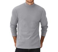 COOFANDY Maglia a Maniche Lunghe da Uomo Girocollo T-Shirt Invernale Termica Sottocamicia Maglia Termica Basic Calda a metà Dolcevita Grigio-2-Colletto Alto M