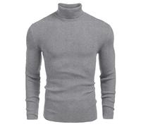 COOFANDY Maglione da uomo a collo alto, a maniche lunghe, a collo alto, per il tempo libero, slim fit, basic, grigio medio, L