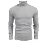 COOFANDY Maglione da Uomo con Collo Alto Grigio L