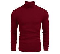 COOFANDY Maglione da Uomo con Collo Alto Maglione Lunghe in Maglia di Base B-Bordeaux L