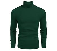 COOFANDY Maglione Invernale da Uomo a Collo Alto vestibilità Slim Maglia Fine Maglione da Uomo Basic per Il Tempo Libero Verde L