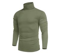 COOFANDY Maglione Uomo Collo Alto Dolcevita Uomo Maniche Lunghe Lupetto Tinta Unita Casual Stretch Maglietta Basic Army Green M