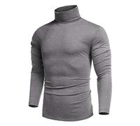 COOFANDY Maglione Uomo Collo Alto Dolcevita Uomo Maniche Lunghe Lupetto Tinta Unita Casual Stretch Maglietta Basic Grigio S