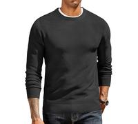 COOFANDY Maglioni Uomo Girocollo Maglia Classica Pullover Casual Maglioncino Elegante Sweater a Maniche Lunghe Caldo Maglione Lavorato a Coste Felpa Girocollo Nero M