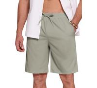 COOFANDY Pantaloncini da Uomo Estivi e Leggeri, Bermuda Casual ed Eleganti con Vita Elastica, Shorts Traspiranti per Ogni Occasione Grigio Chiaro S