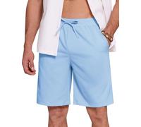 COOFANDY Pantaloncini da Uomo Estivi e Leggeri, Bermuda Casual ed Eleganti con Vita Elastica, Shorts Traspiranti per Ogni Occasione Azzurro L