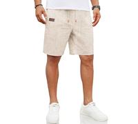 COOFANDY Pantaloni corti da uomo in lino, con elastico, per il tempo libero, leggeri, estivi, con tasche, A-Beige., 5XL