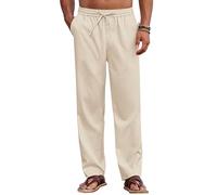 COOFANDY Pantaloni da Uomo con Fascia Elastica Pantaloni per Il Tempo Libero Pantaloni Lunghi Estivi Pantaloni Spiaggia Pantaloni Coulisse Vacanza Beige M