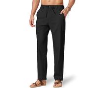 COOFANDY Pantaloni da uomo in cotone e lino, pantaloni estivi con coulisse in vita elasticizzata pantaloni casual da spiaggia pantaloni leggeri