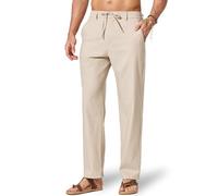 COOFANDY Pantaloni da uomo in cotone e lino, pantaloni estivi con coulisse in vita elasticizzata pantaloni casual da spiaggia pantaloni leggeri