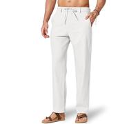 COOFANDY Pantaloni da uomo in cotone e lino, pantaloni estivi con coulisse in vita elasticizzata pantaloni casual da spiaggia pantaloni leggeri