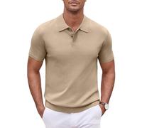 COOFANDY Polo Manica Corta degli Uomini Camicie a Maglia Casual Estate Golf Solid Color Polo per Gli Uomini Cachi L
