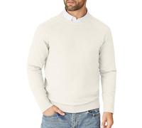 COOFANDY Pullover Uomo Maglioni Lavorati a Maglia Maglioni Firmati Sweater a Maniche Lunghe Felpa Girocollo Maglione da Lavoro Caldo Maglione Invernale Bianco XL