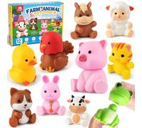 Coogam 10 giocattoli di corrispondenza con animali da fattoria, giochi educativi di apprendimento motorio fine per attività in età prescolare, conteggio Montessori e forma di colore ordinamento