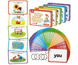 Coogam 220 Dolch Sightwords - Gioco di parole con immagini e frasi, carte di apprendimento dell'alfabetizzazione, giocattolo per bambini di 3, 4, 5 anni